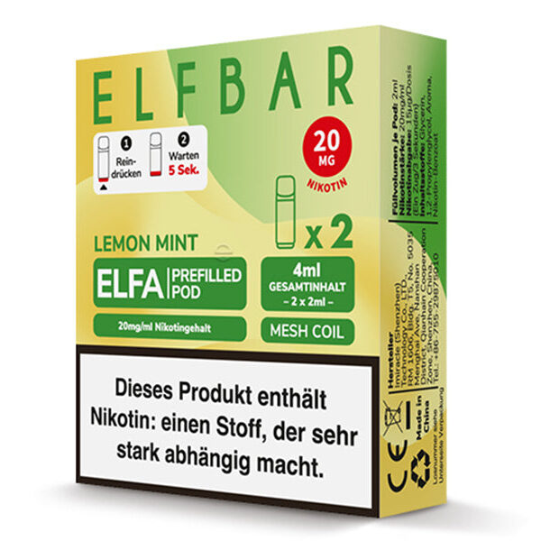 ELFBAR ELFA Prefilled Pod - Lemon Mint (Zitrone, Minze) - 20mg - 2er Set