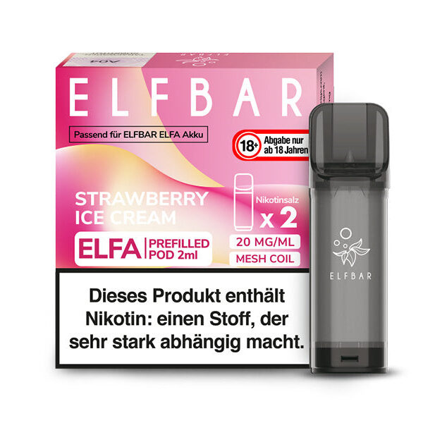 ELFBAR ELFA Prefilled Pod - Strawberry Ice Cream (Cremiges Erdbeer Eis) - 20mg - 2er Set
